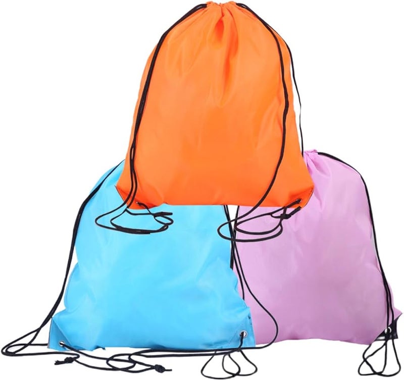 3Pcs Waterproof Drawstring Bag Set Lightweight Travel Gym Sports Pouch Random Color - Image 1